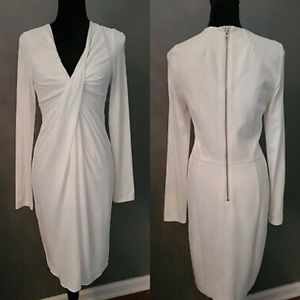 NWT Chris Gramer White Draped Sheath Dress